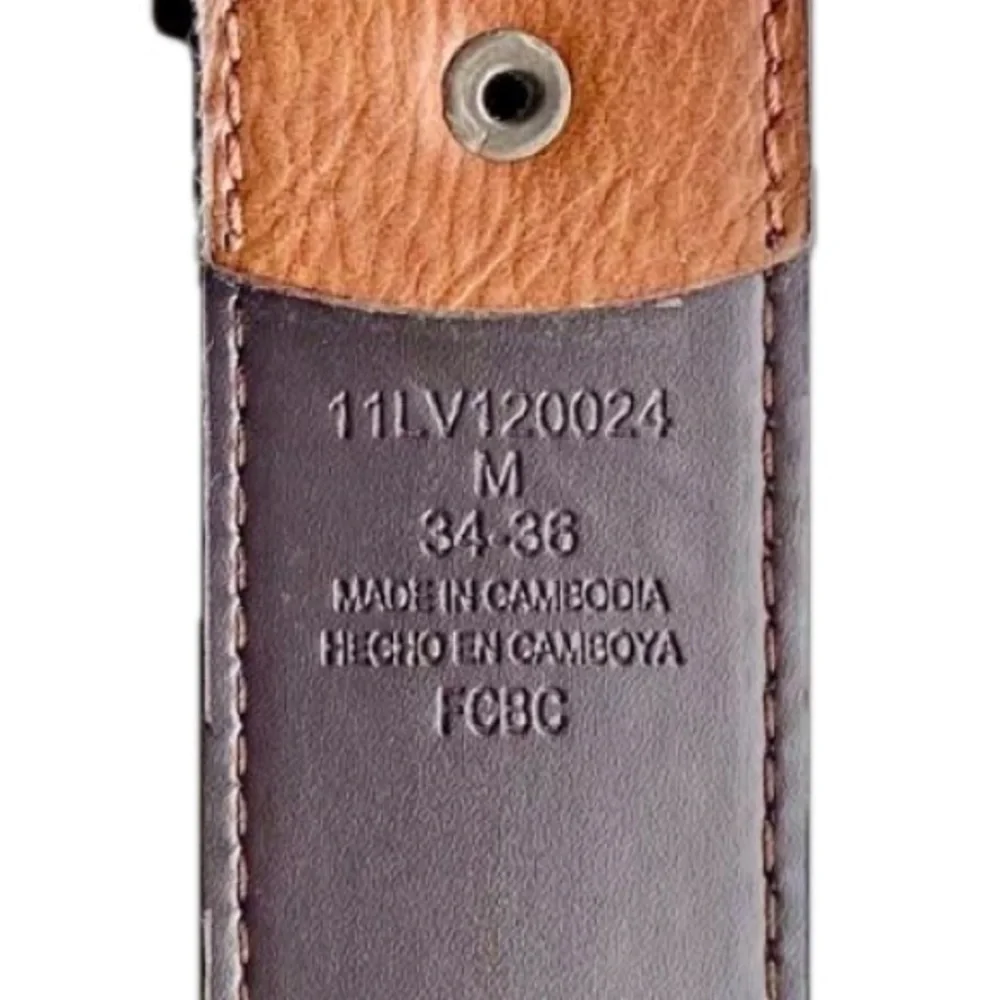 LEVIS Belt Coated Leather Caramel Brown Size M 34-36